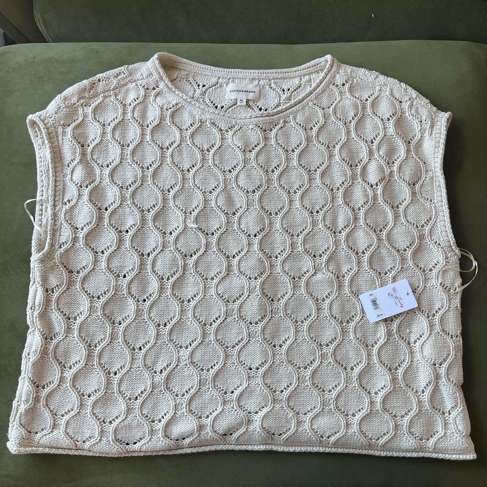 Cream Knit Sleeveless Sweater